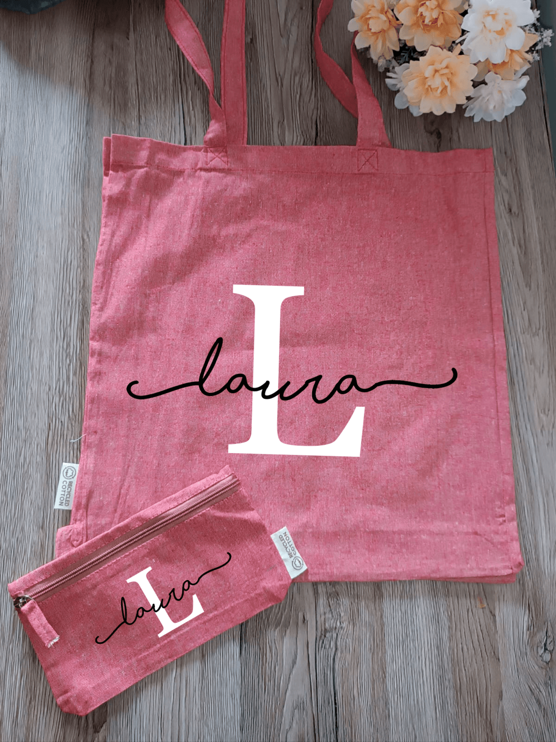 Conjunto de tote bag y neceser "Inicial y nombre" - 3