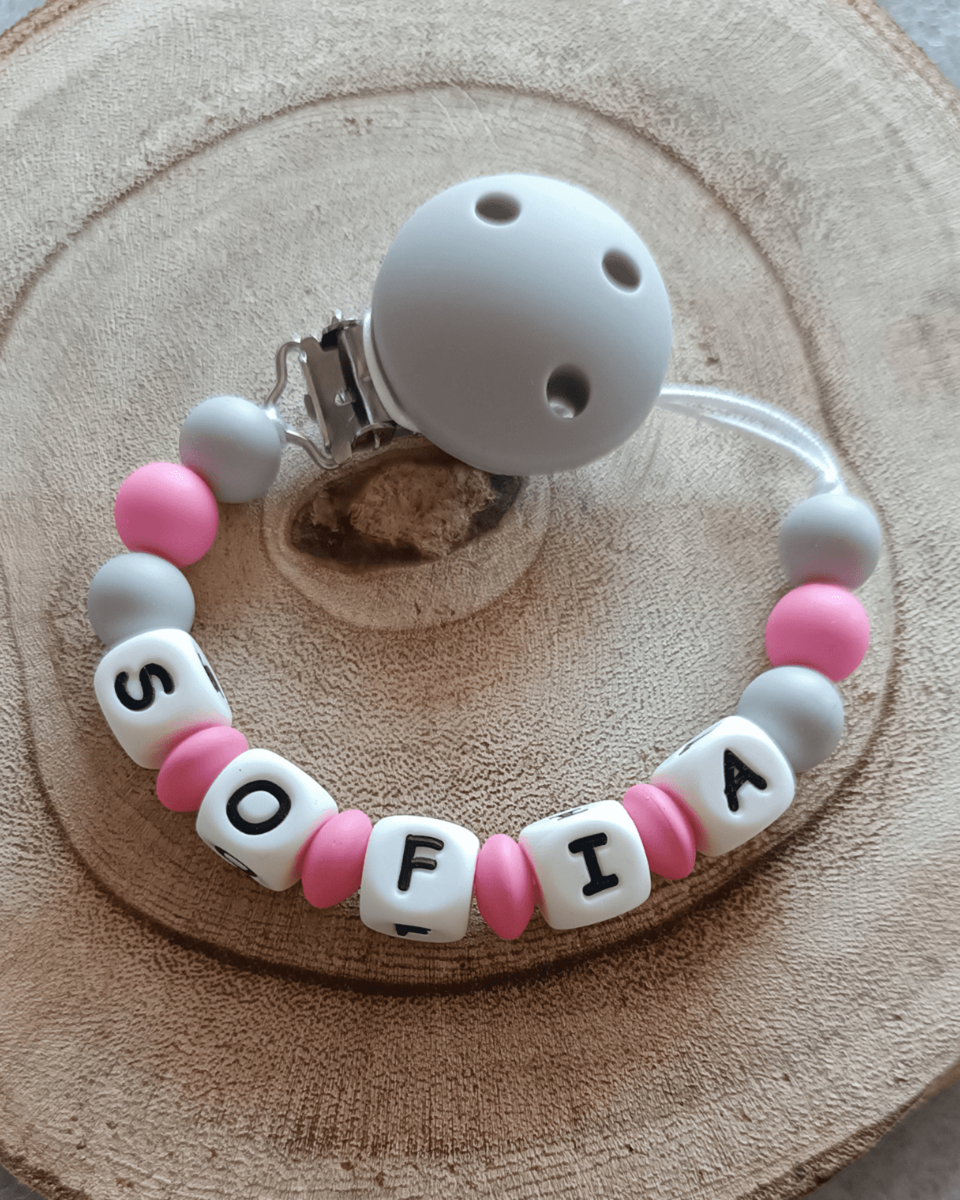 Chupetero - Rosa y gris - 2