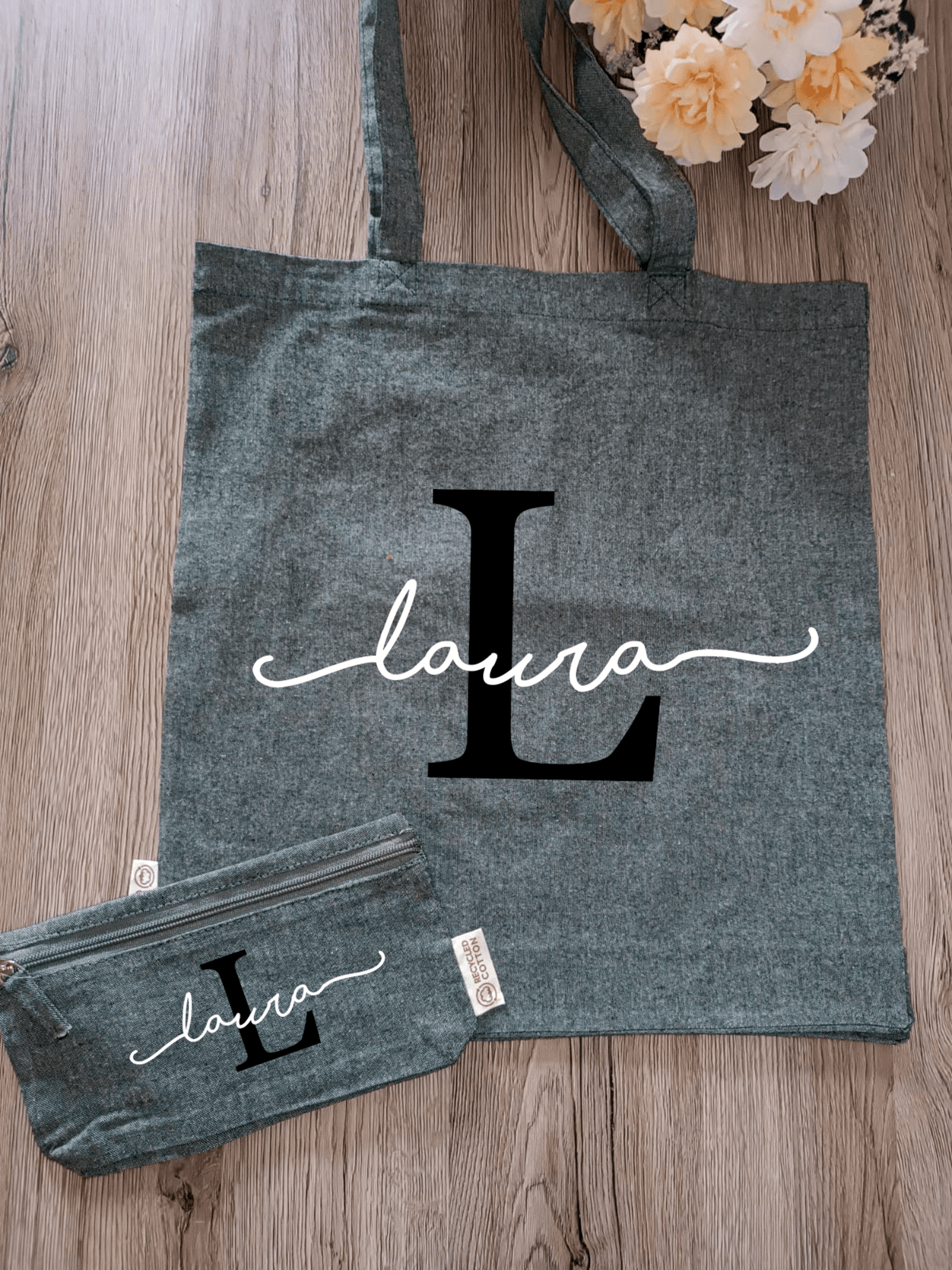 Conjunto de tote bag y neceser "Inicial y nombre" - 2
