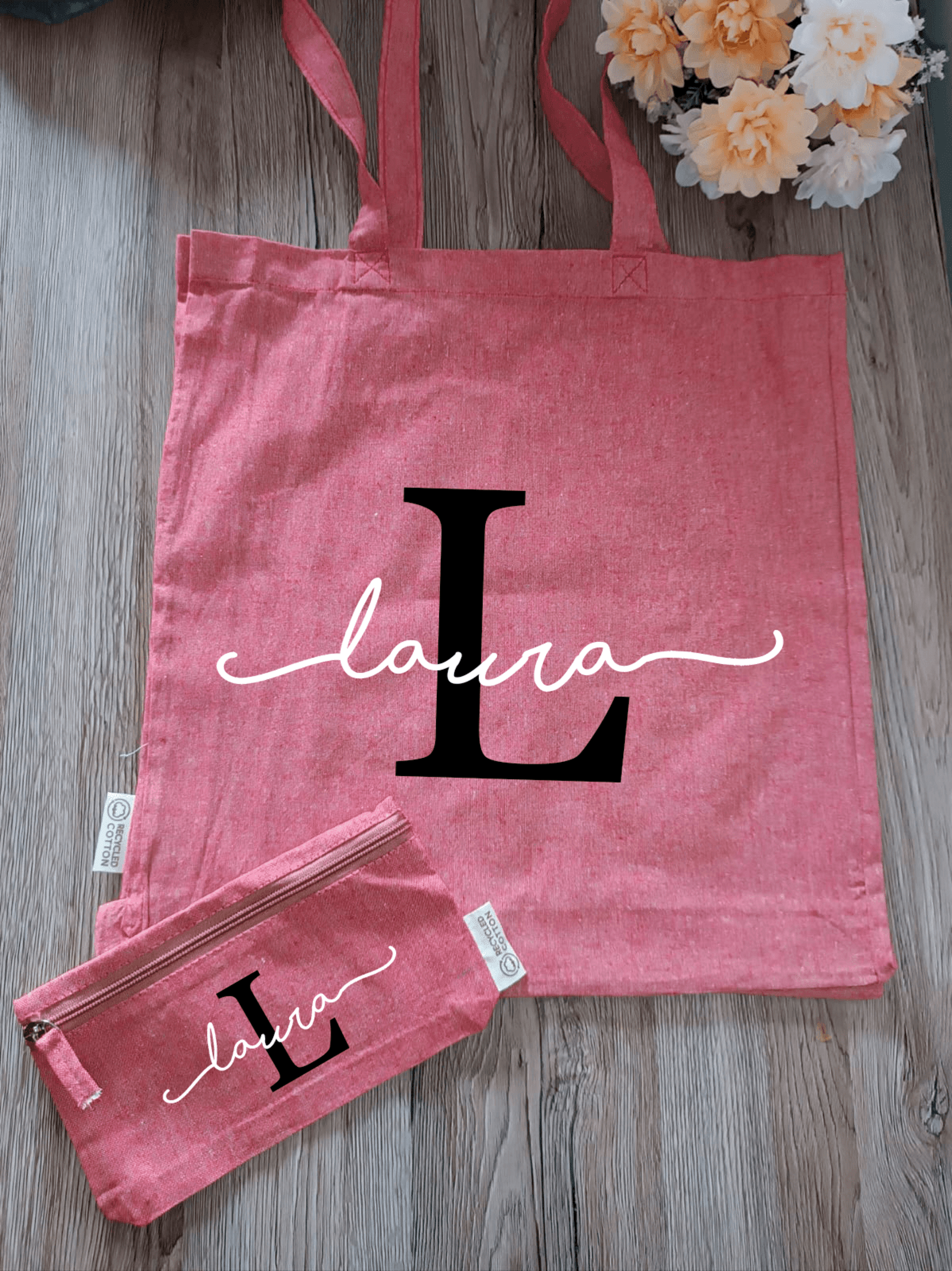 Conjunto de tote bag y neceser "Inicial y nombre" - 5