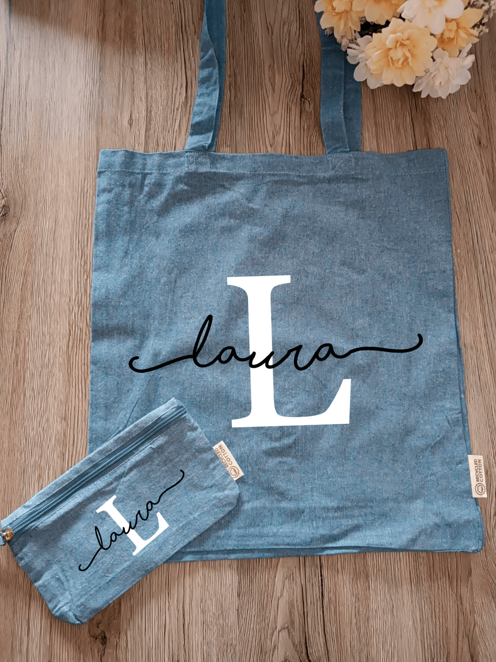 Conjunto de tote bag y neceser "Inicial y nombre" - 6